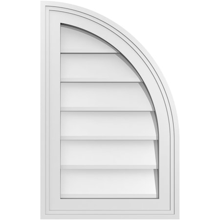 Ekena Millwork Quarter Round Top Right Surface Mount PVC Gable Vent w/ 2"W x 2"P Brickmould Sill Frame, 14"W x 22"H GVPQR14X2203SN
